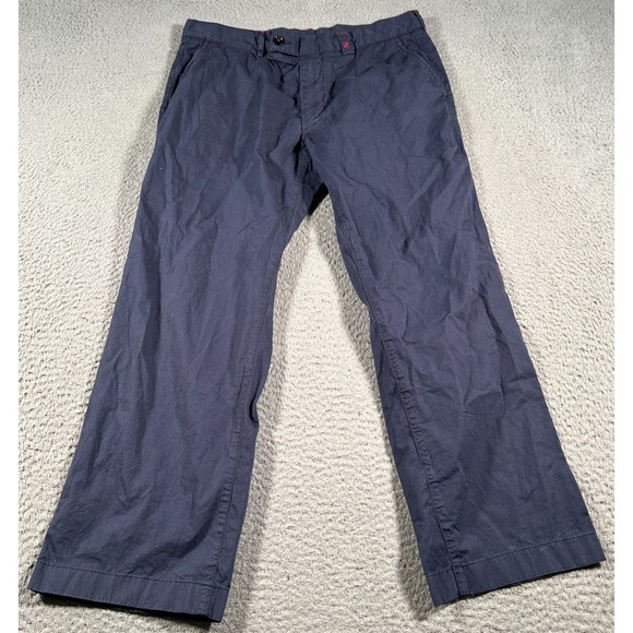 Carolina Herrera Pants 32x26 Navy Blue Chino Straight Leg Mid Rise Cotton Blend - Picture 1 of 10